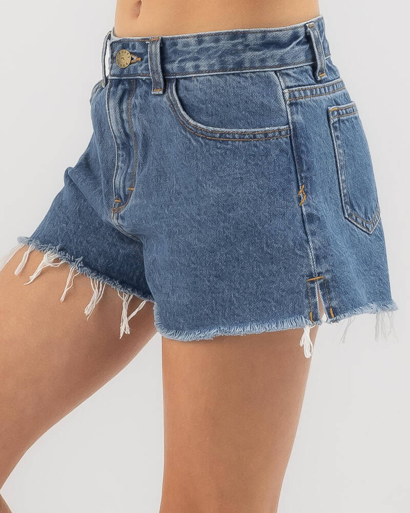 Rusty Girls' Penny Kick Flare Denim Shorts for Womens