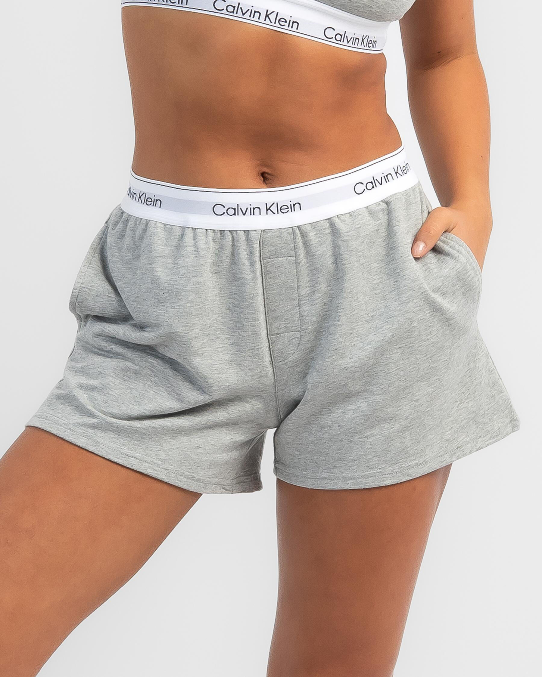 Womens grey calvin hot sale klein shorts