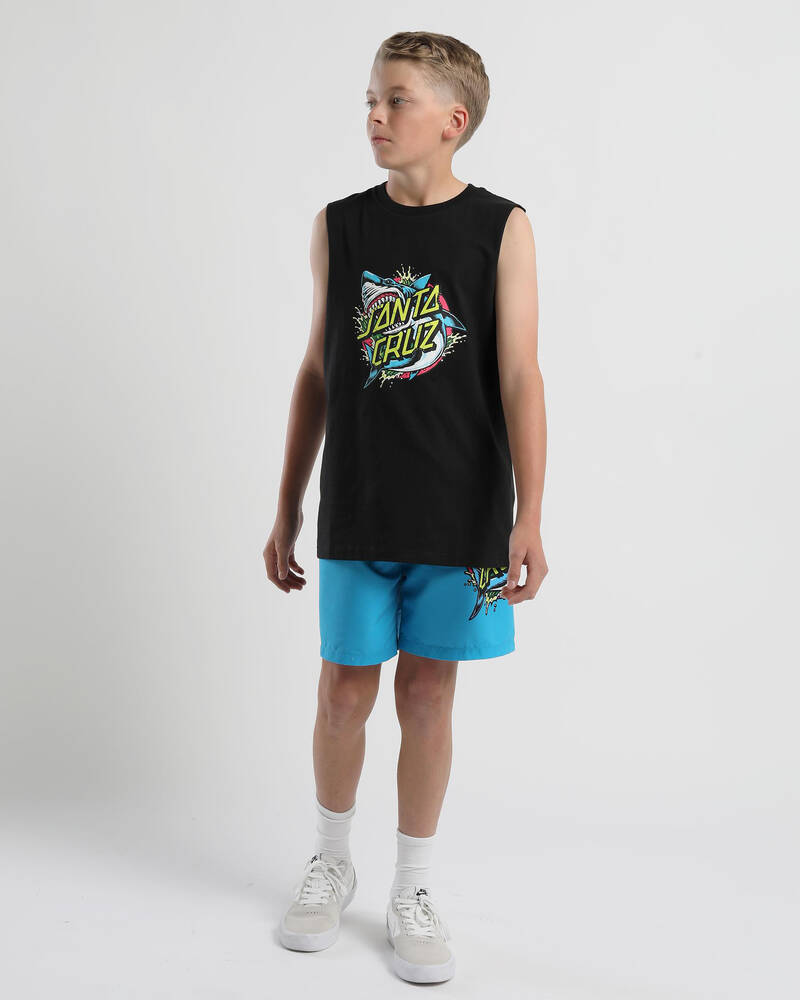 Santa Cruz Boys' Shark Dot Front Muscle Tank for Mens