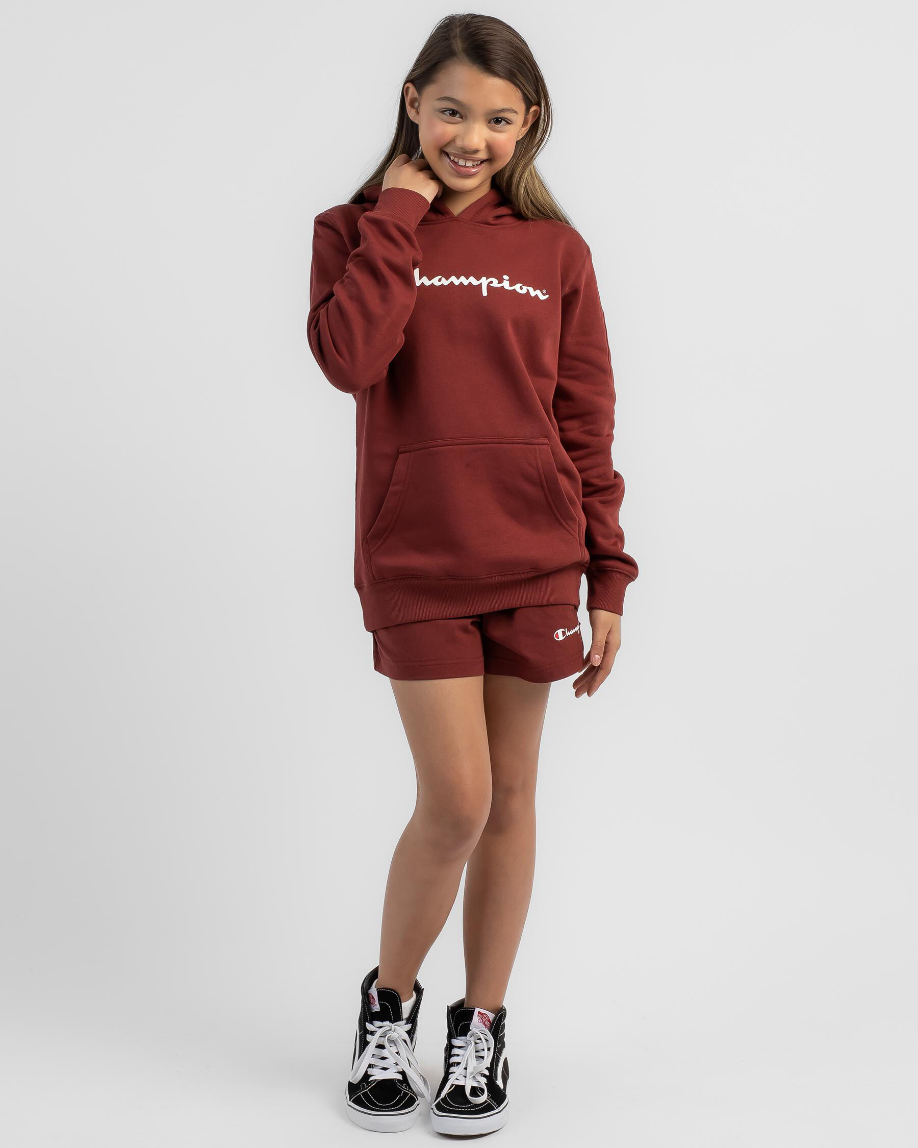 Girls red champion outlet hoodie