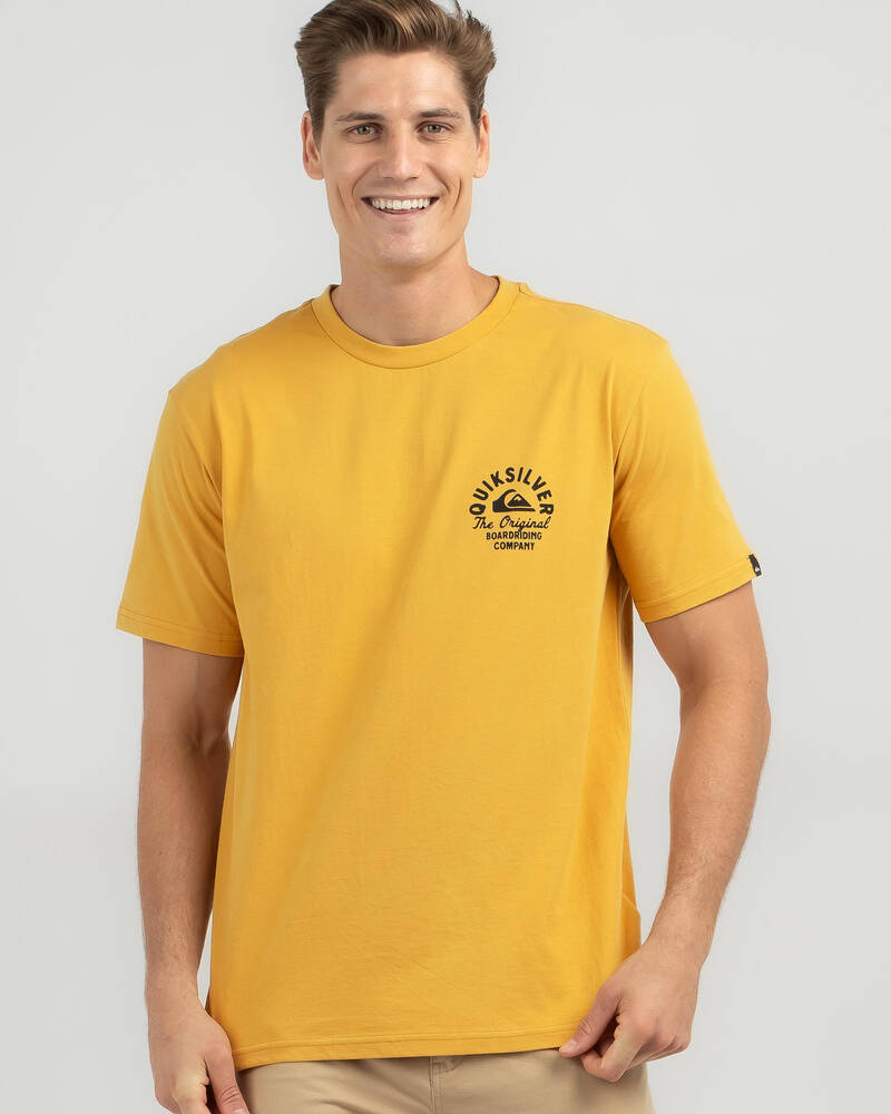 Quiksilver Circled Mustard - T-Shirt - States United City In Script FREE* Shipping Easy Returns Beach 