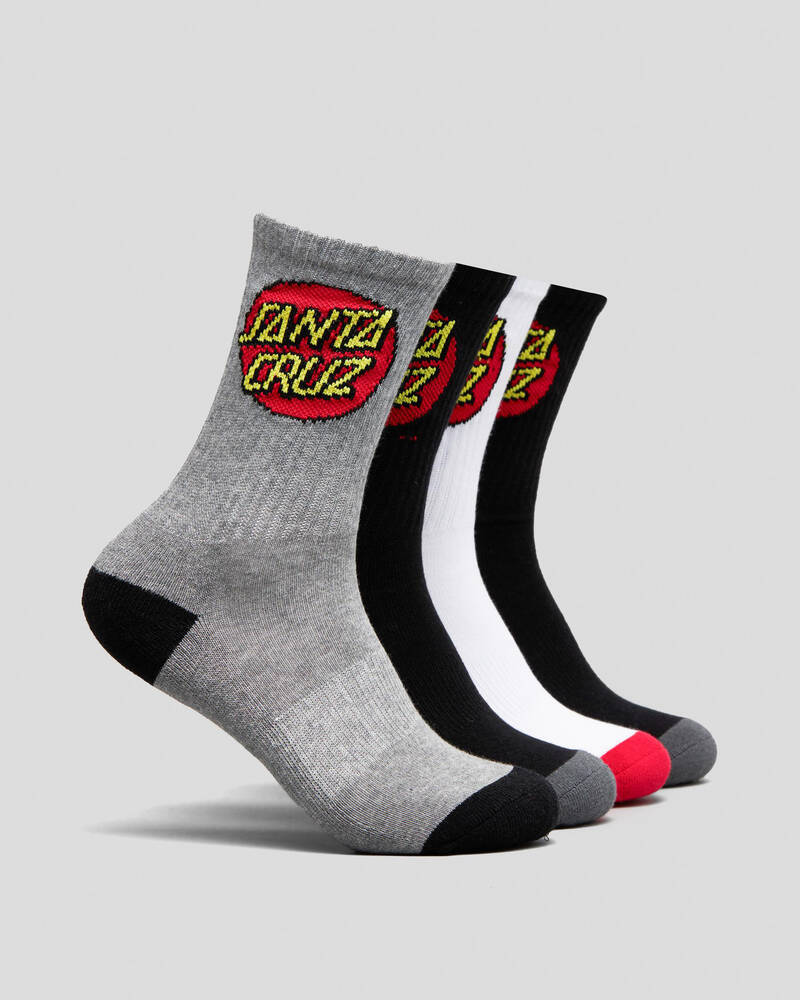 Santa Cruz Boys' Classic Dot Crew Socks 4 Pack for Mens