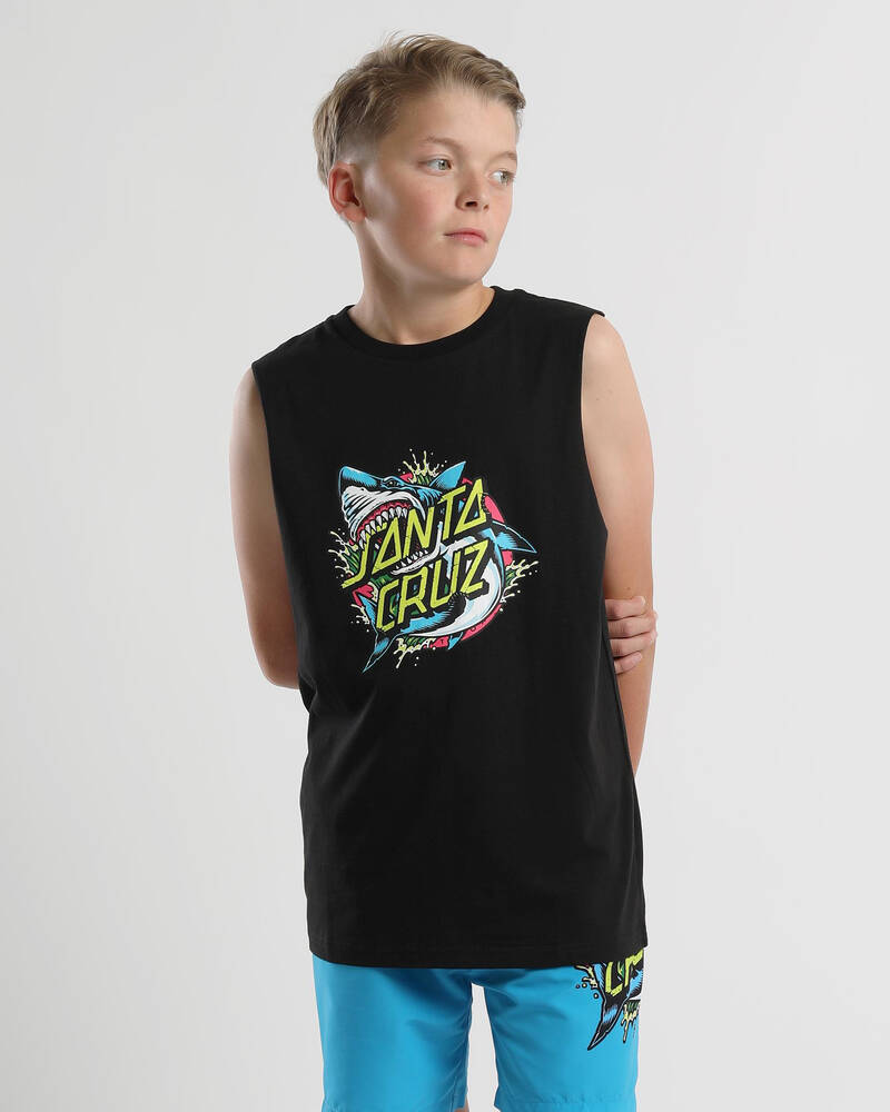 Santa Cruz Boys' Shark Dot Front Muscle Tank for Mens