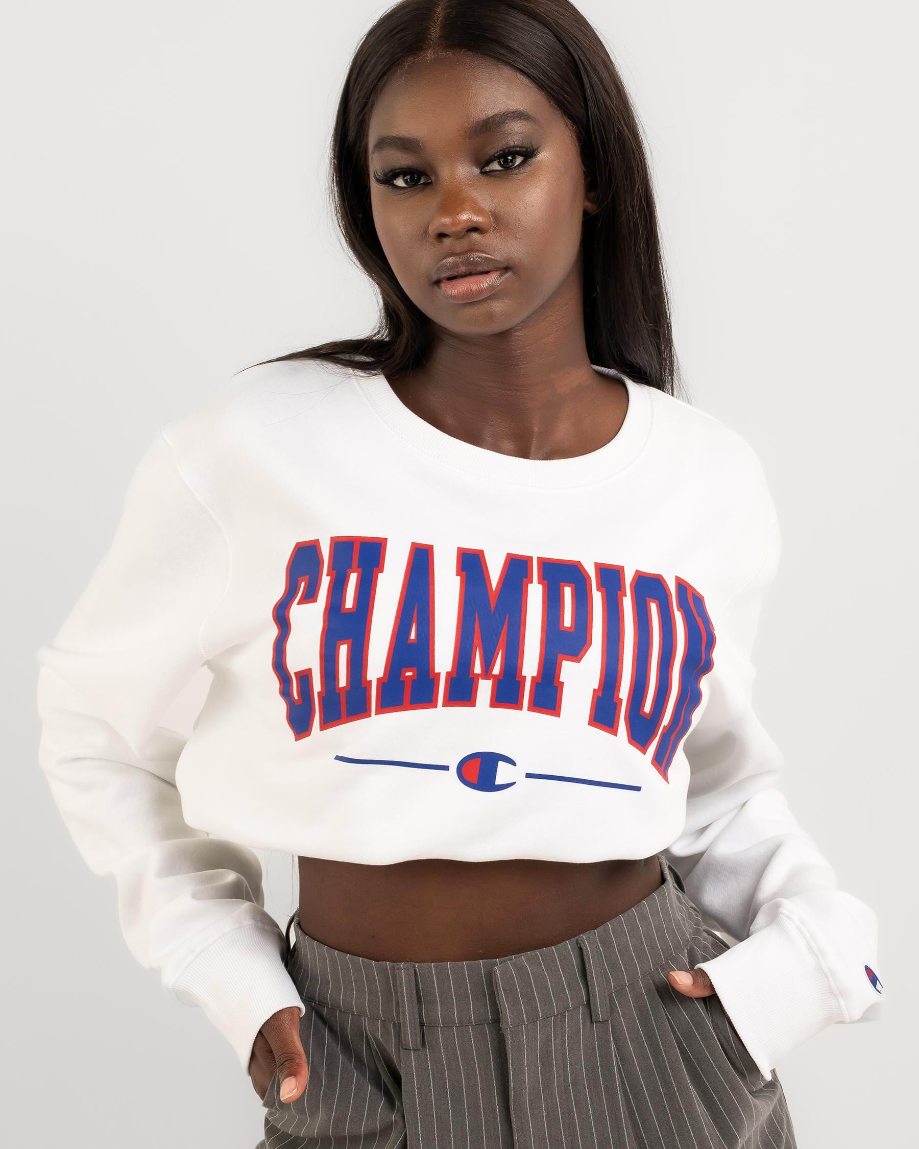 Champion Sporty Sweatshirt In White FREE Shipping Easy