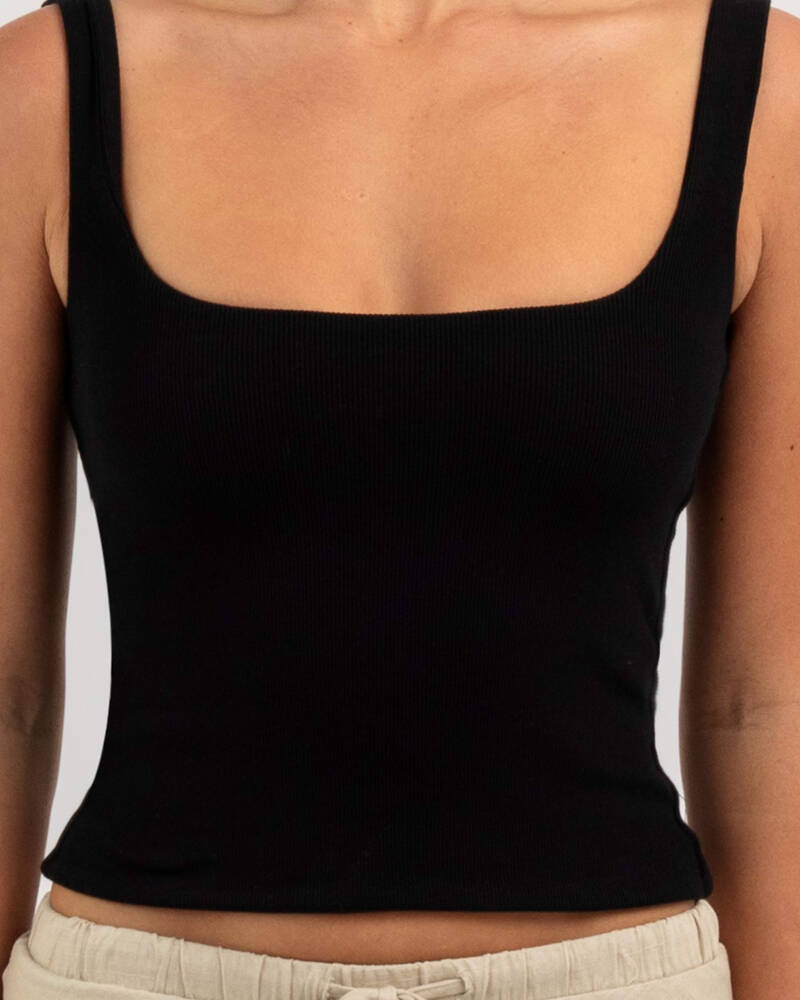 Mooloola Basic Square Neck Rib Tank Top for Womens