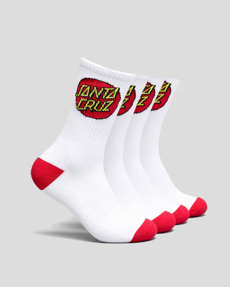 Santa Cruz Boys' Classic Dot Crew Socks 4 Pack for Mens