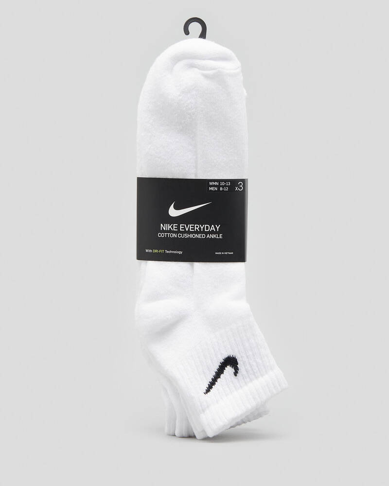 Nike Everyday Cushioned 3 Pack Socks In White/black - Fast Shipping ...