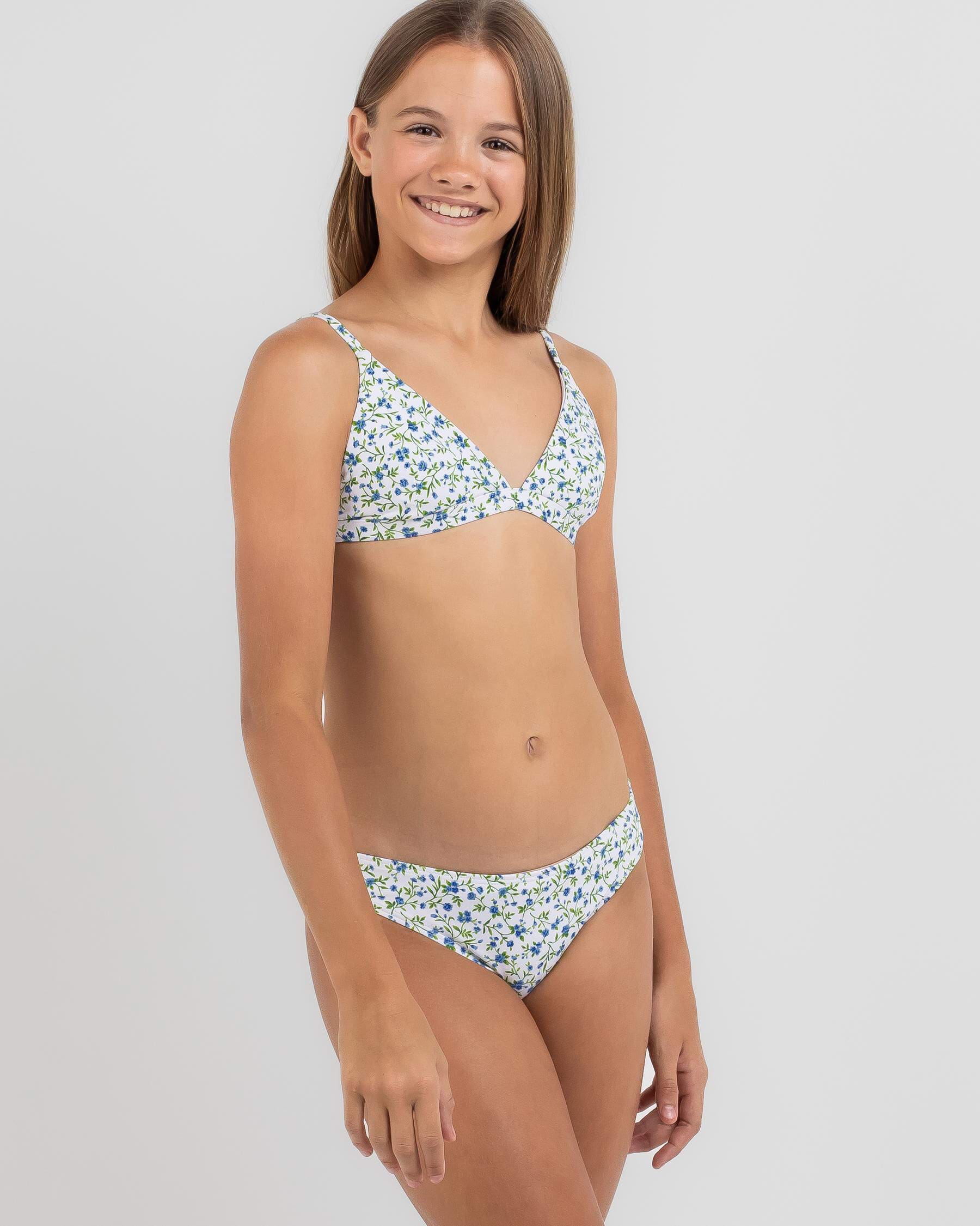 Shop Kaiami Girls Roseanna Triangle Bikini Set In White blue