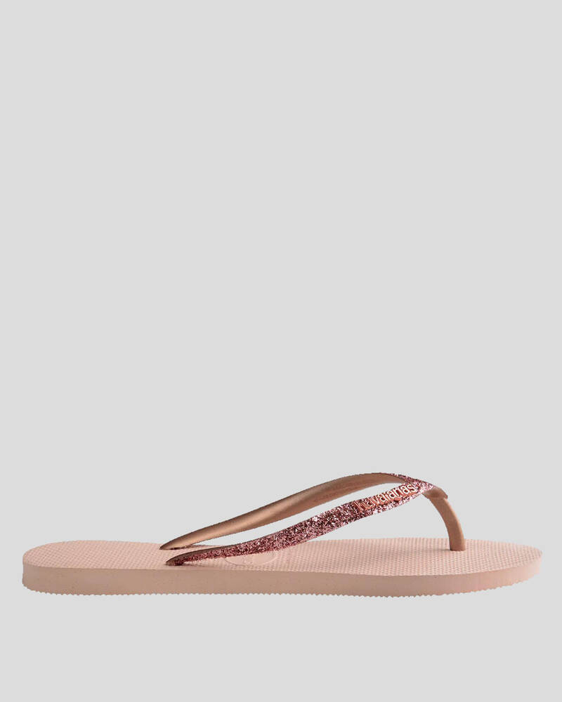 Havaianas Slim Metal Logo Glitter II Thongs for Womens