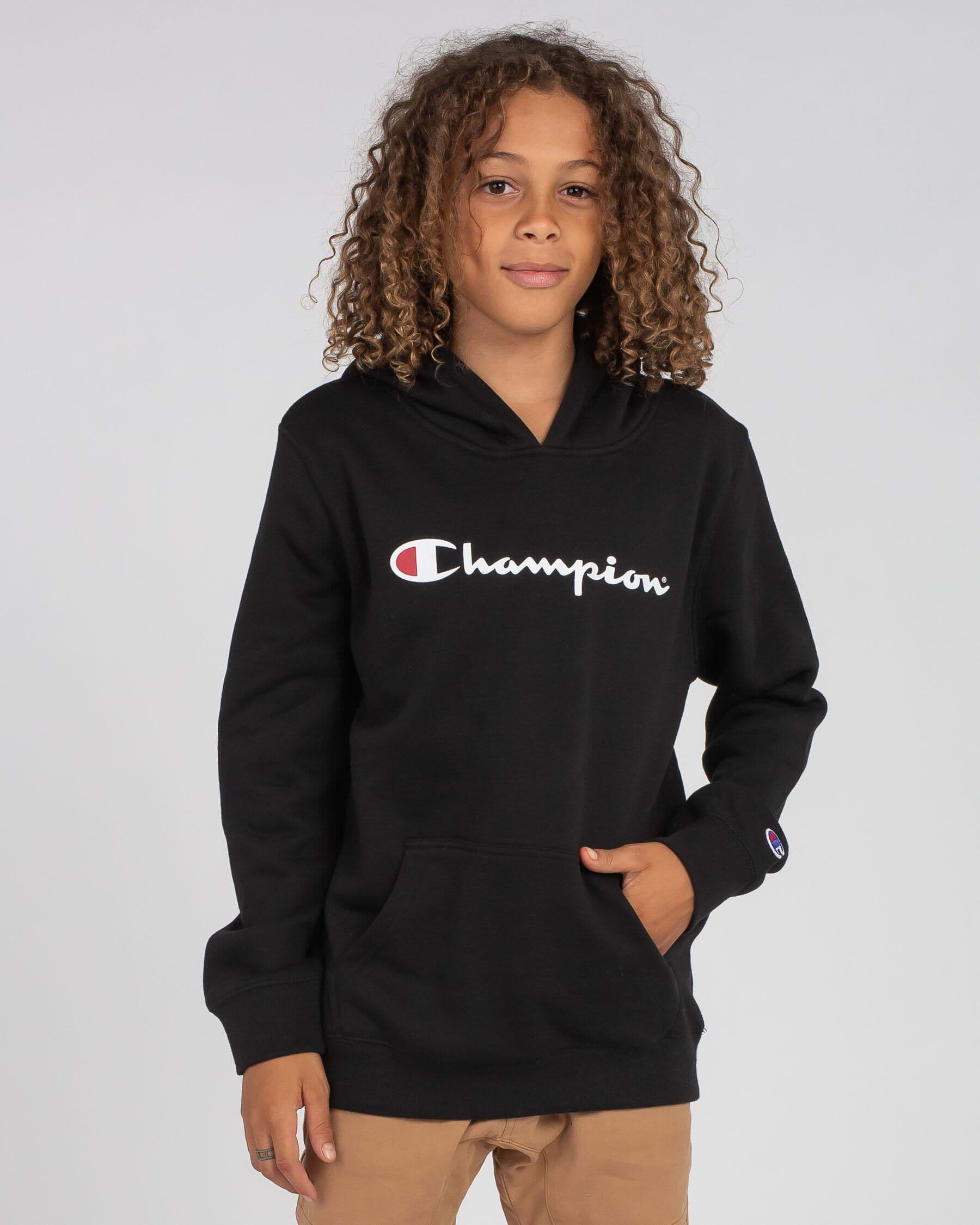 Champion hoodie black clearance boys