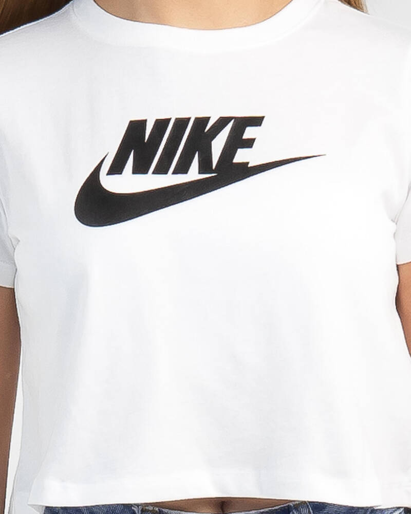 Shop Nike Girls' Futura Cropped T-Shirt In White/black/black - Fast ...