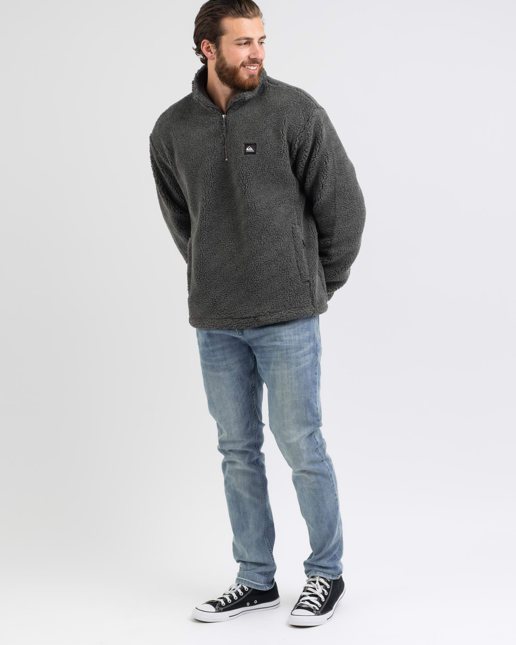 Quiksilver Bogong Gum Half Zip Fleece Sweatshirt In Tarmac Heather