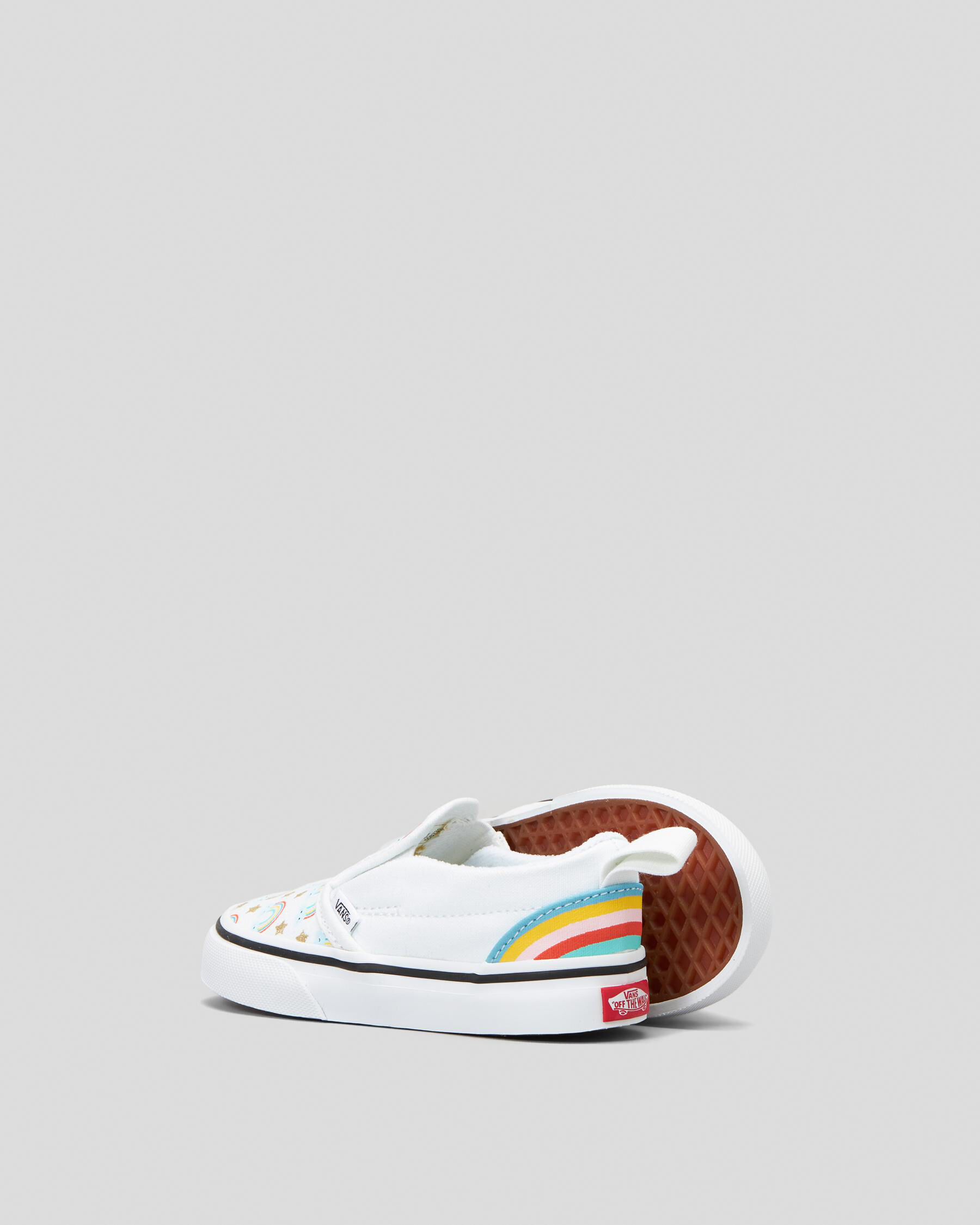 Womens rainbow slip hot sale on vans