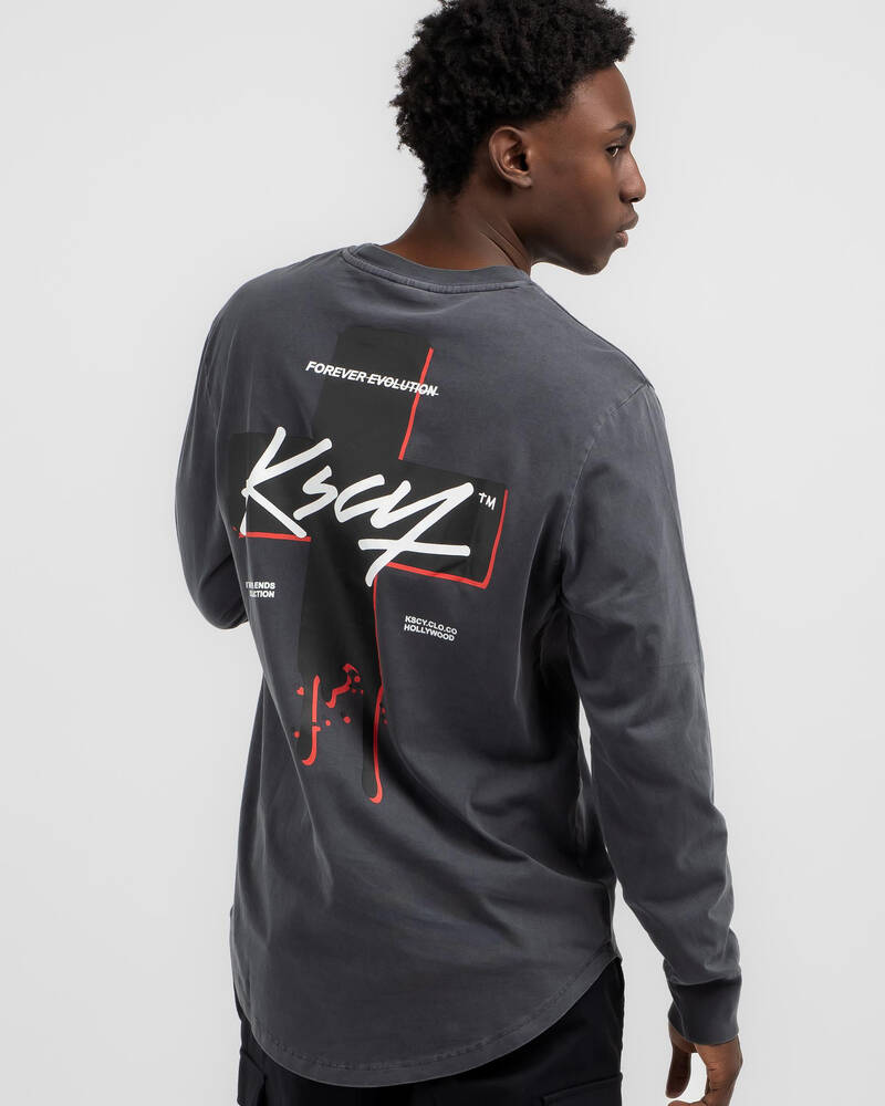 Kiss Chacey Unceased Heavy Dual Curved Long Sleeve T-Shirt for Mens