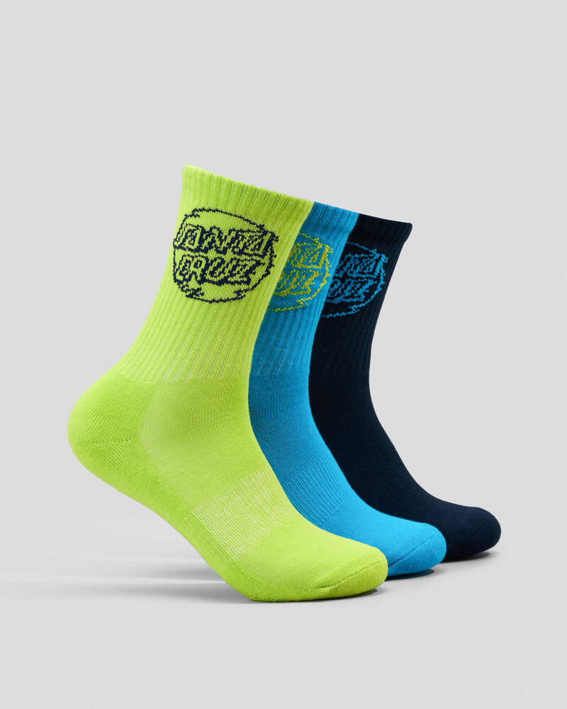 Santa Cruz Boys' Vivid Dot Mono Crew Socks 3 Pack for Mens