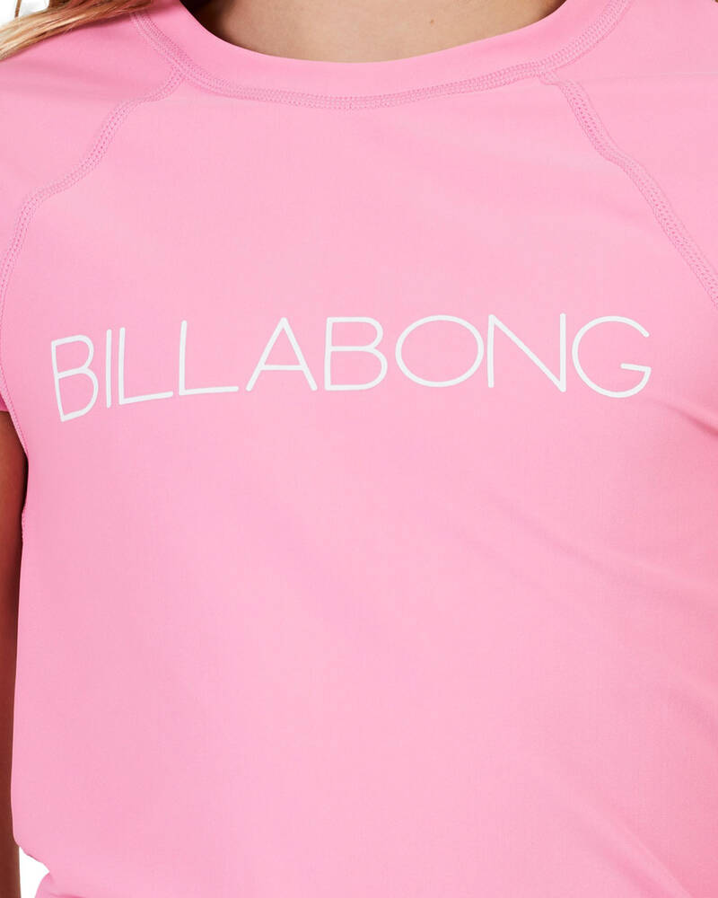 Shop Billabong Girls' Dancer Short Sleeve Rash Vest In Pink - Fast ...