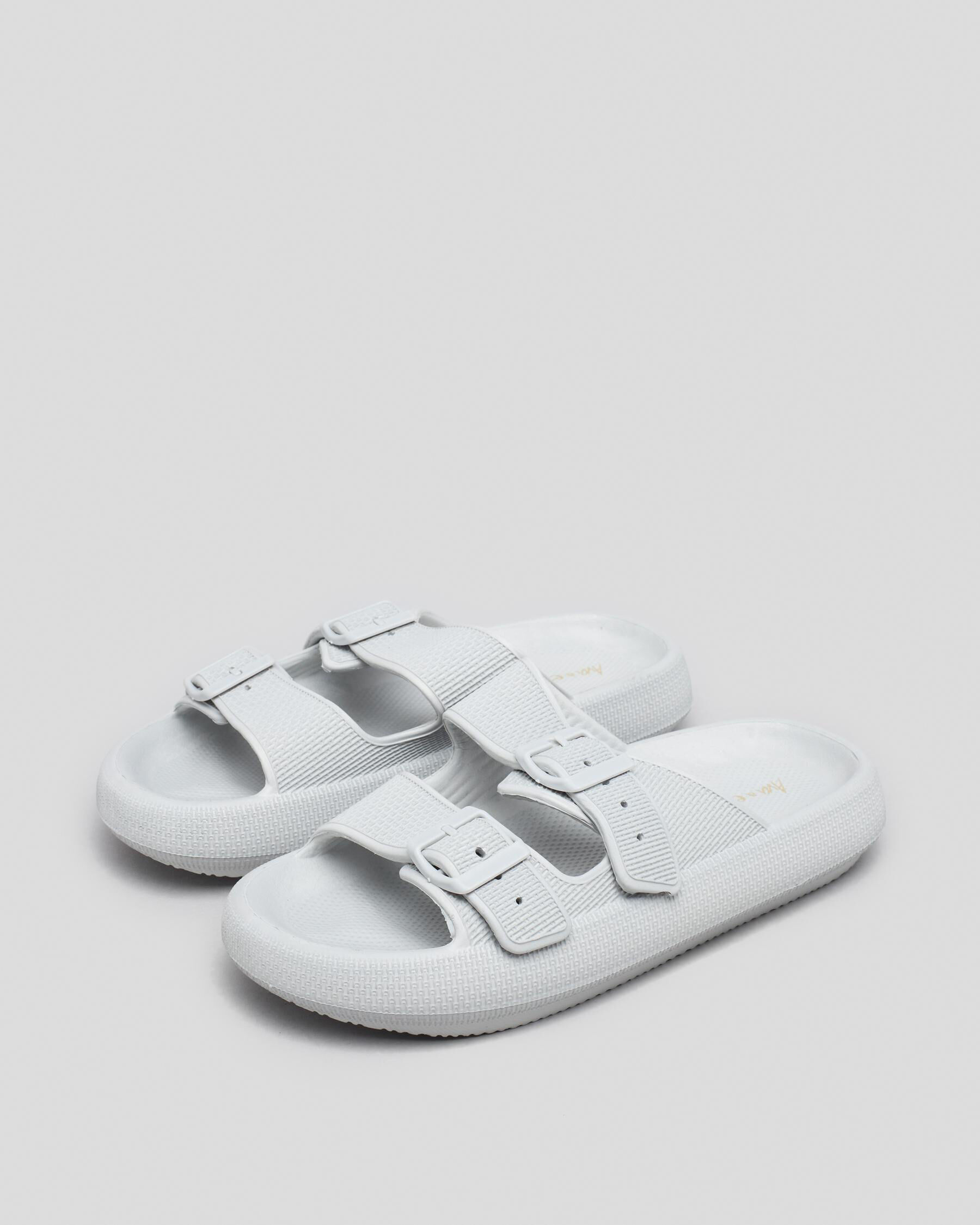 White Mountain Leather Double Buckle Slide Sandals - Helga - QVC.com