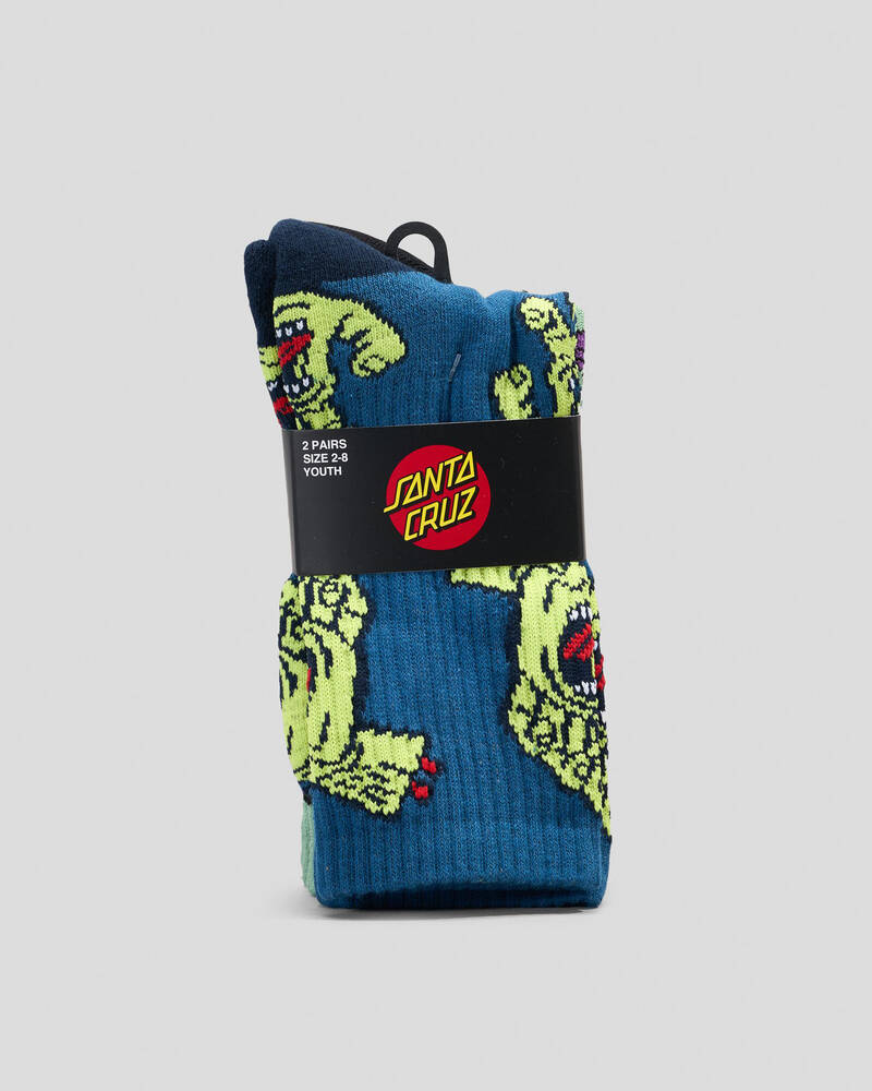 Santa Cruz Crowded Hand Crew Socks 2 Pack for Mens