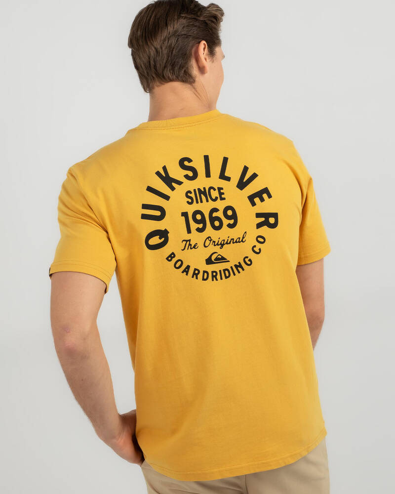 United - Quiksilver FREE* Script Returns Shipping - T-Shirt Mustard & In States City Easy Circled Beach
