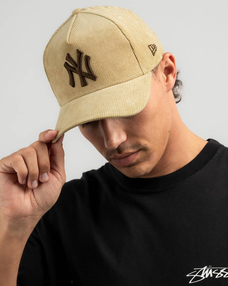 New Era New York Yankees Brown White Linen Edition 9Forty Strapback Hat, CURVED HATS, CAPS