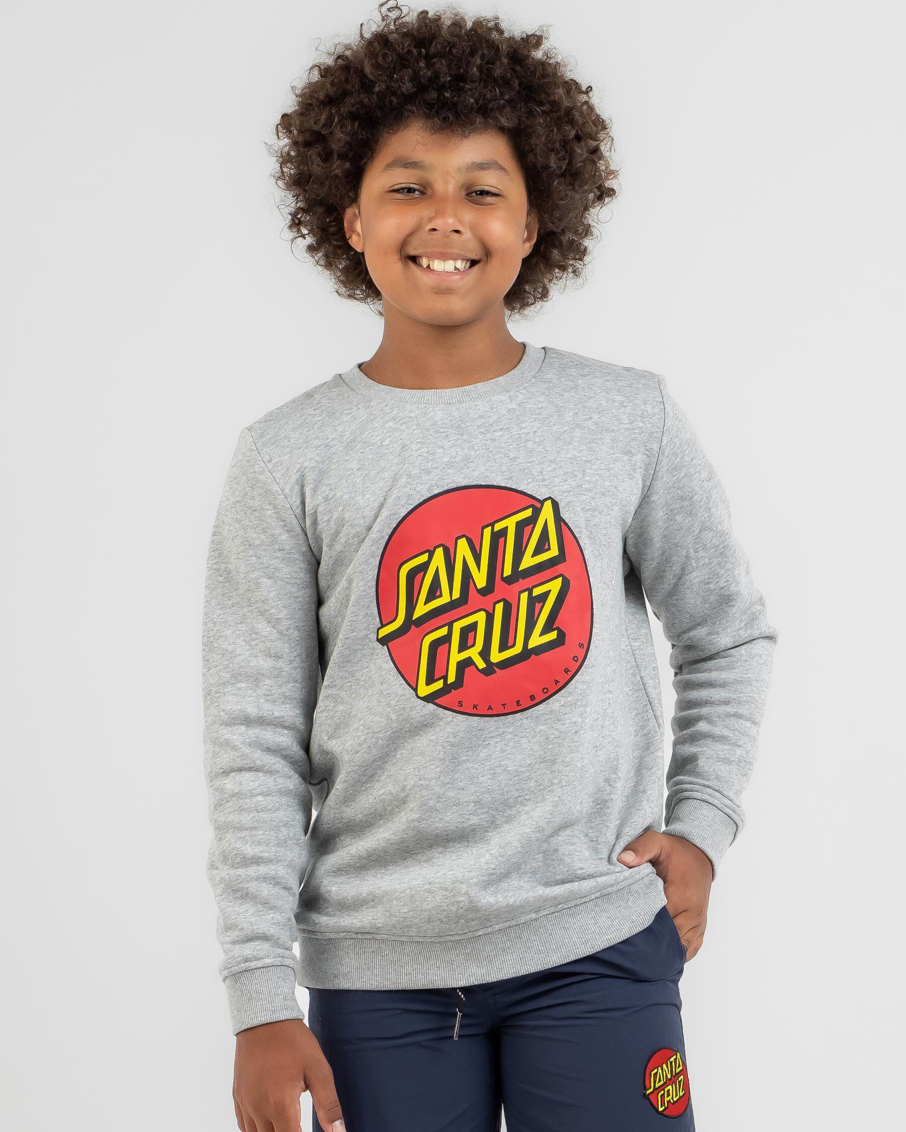 Santa Cruz Boys Classic Dot Crew Chest Sweatshirt In Grey Marle