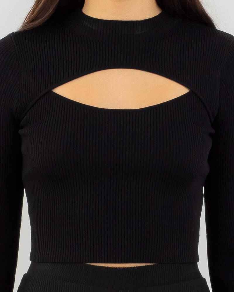 Ava And Ever Amy Cut Out Long Sleeve Knit Top for Womens