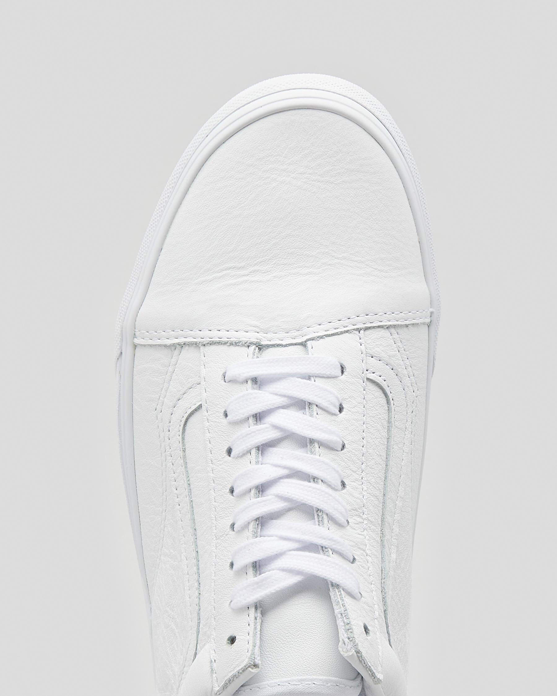 Mens vans old on sale skool white leather