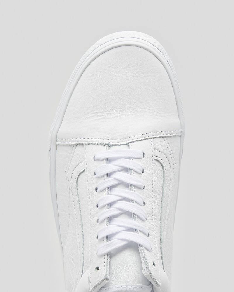 Shop Vans Old Skool Leather Shoes In White Mono - Fast Shipping & Easy ...