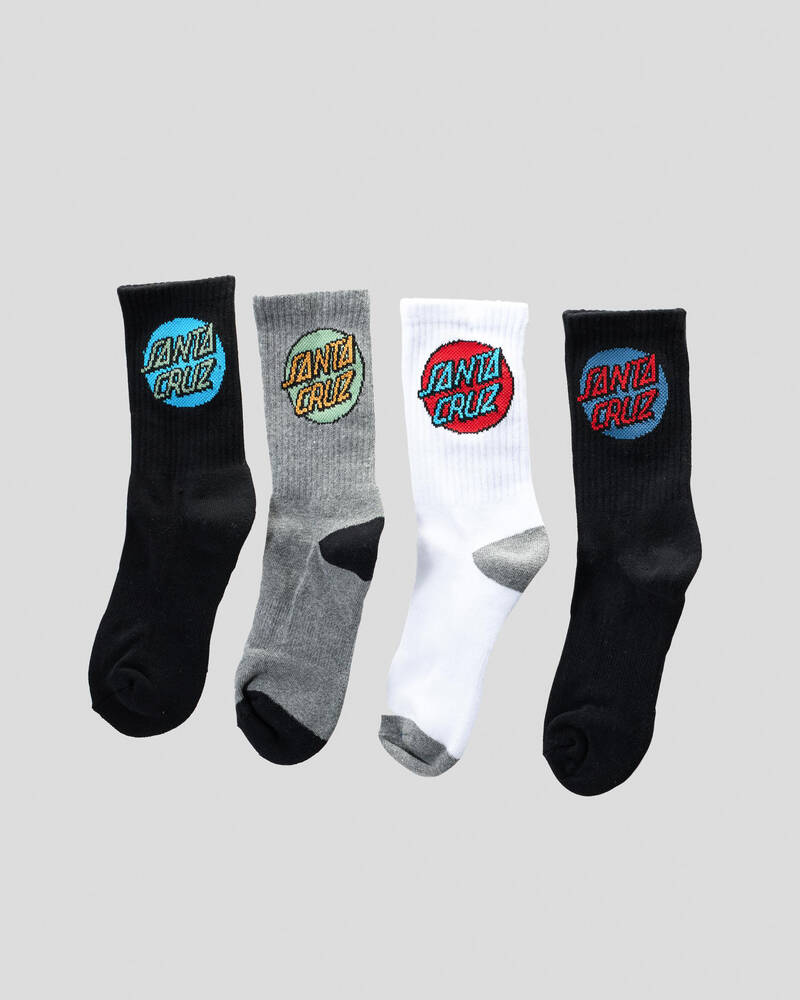 Santa Cruz Boy's Other Dot Crew Socks 4 Pack for Mens