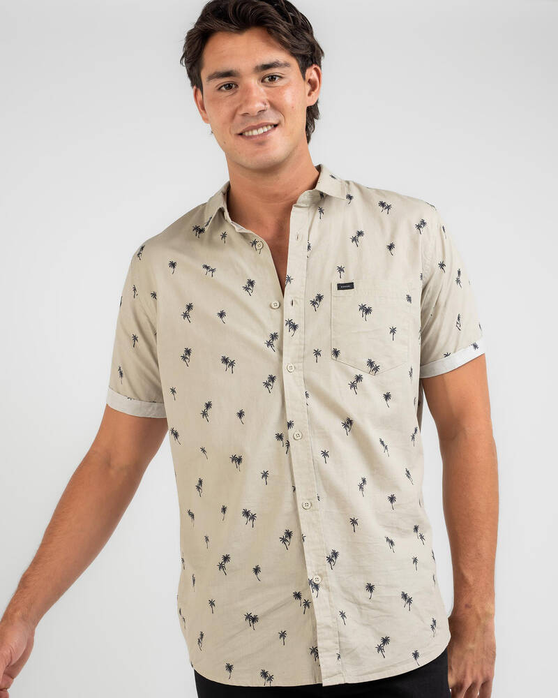 Shop Rip Curl Paradise Palms Short Sleeve Shirt In Taupe - Fast ...
