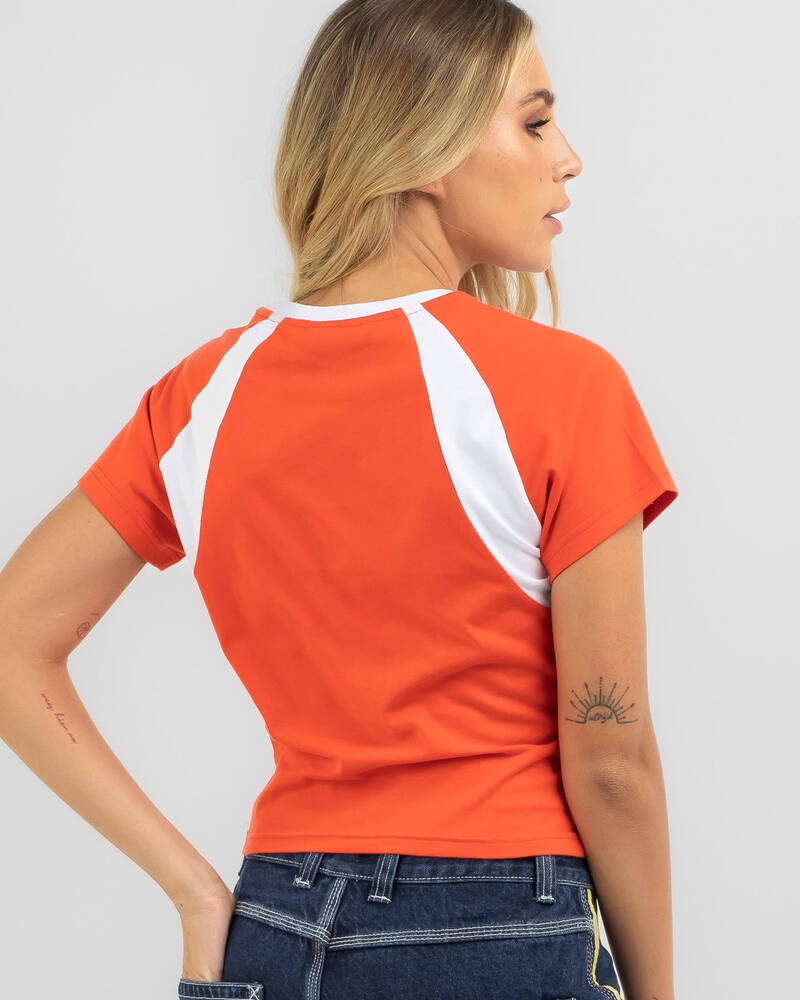 Rusty Contrast Paneled Skimmer Raglan T-Shirt for Womens