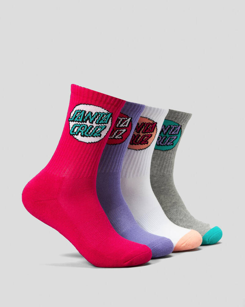 Santa Cruz Girls' Other Dot Crew Sock - 4 Pack for Womens