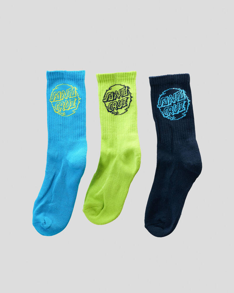 Santa Cruz Boys' Vivid Dot Mono Crew Socks 3 Pack for Mens