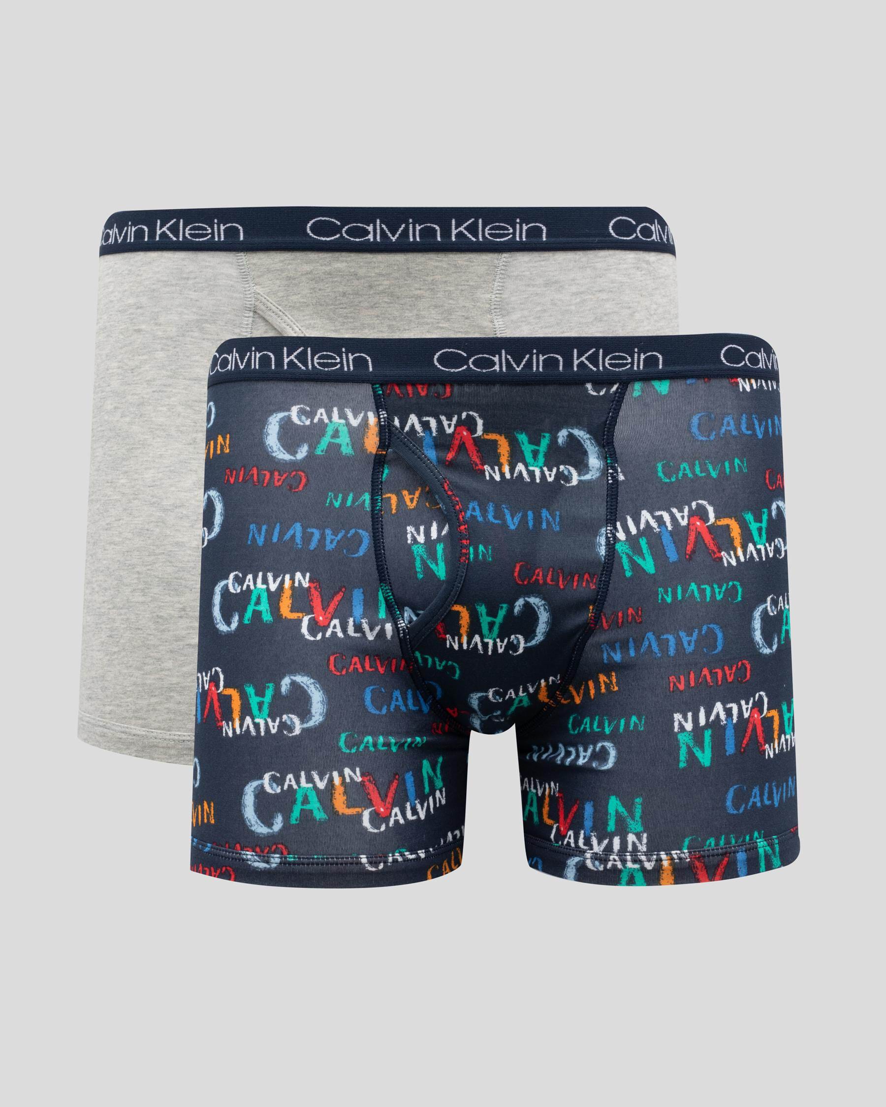 Calvin Klein Boys' Boxer Briefs 2 Pack In Blue Camo/ Heather Grey ...