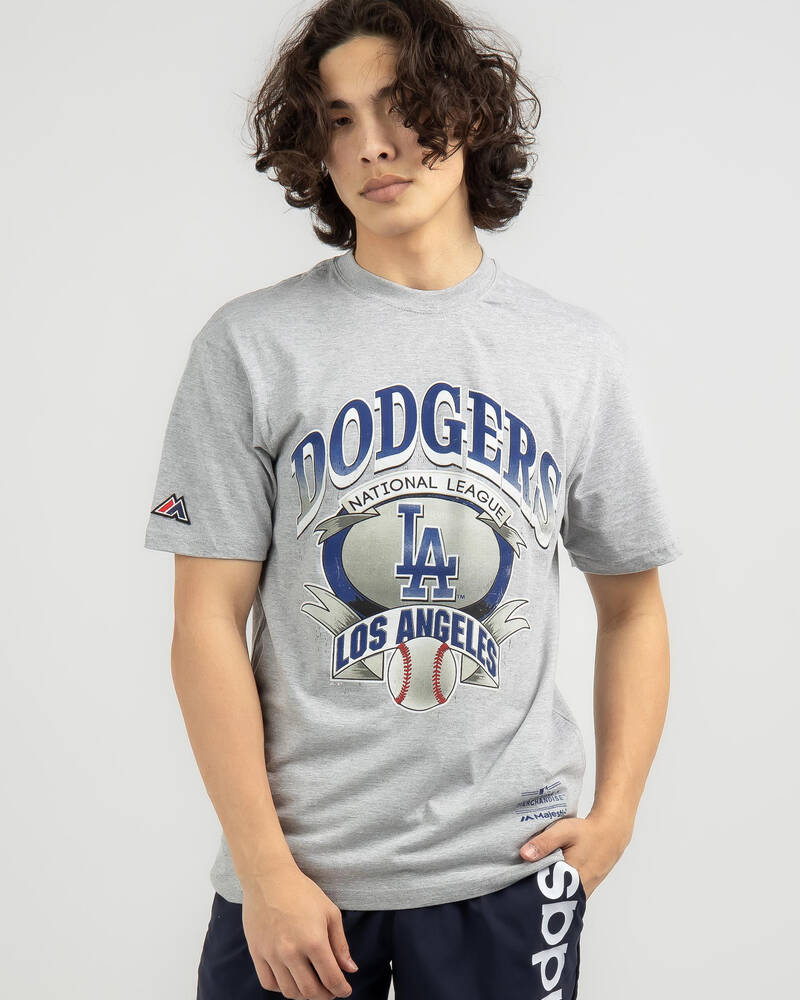Buy the Majestic Men's Gray Los Angeles Dodgers Jersey Sz. L