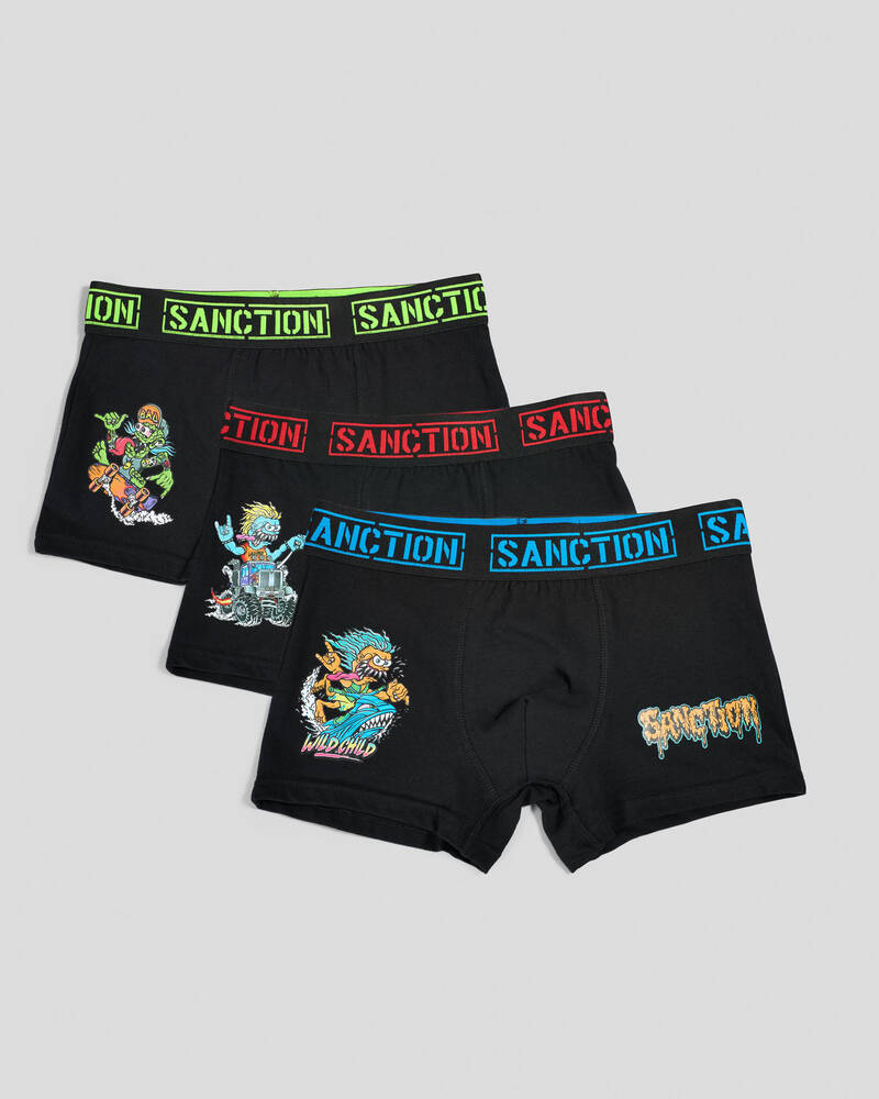 Sanction Boys' Monsters Fitted Boxer Shorts 3 Pack for Mens