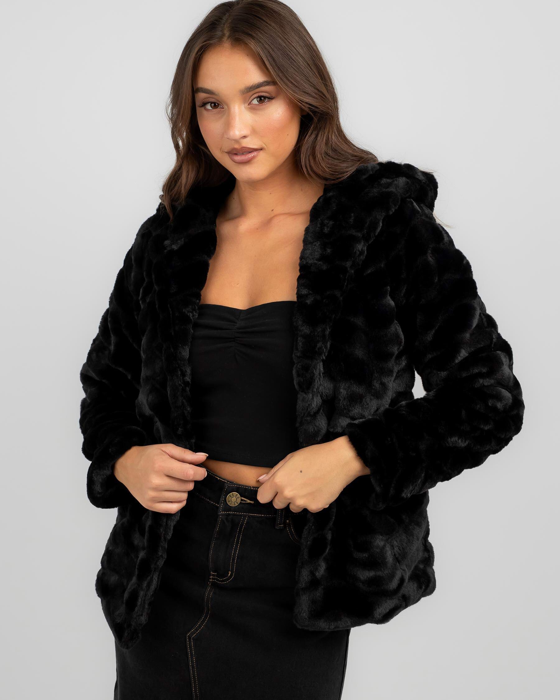 Black faux hotsell fur jacket australia