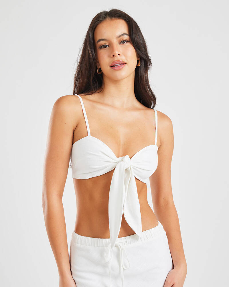 Mooloola Palm Hawaii Tie Front Crop Top for Womens