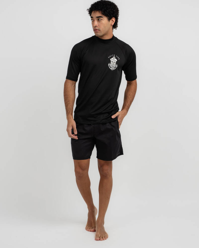 Salty Life Anchors Short Sleeve Rash Vest for Mens