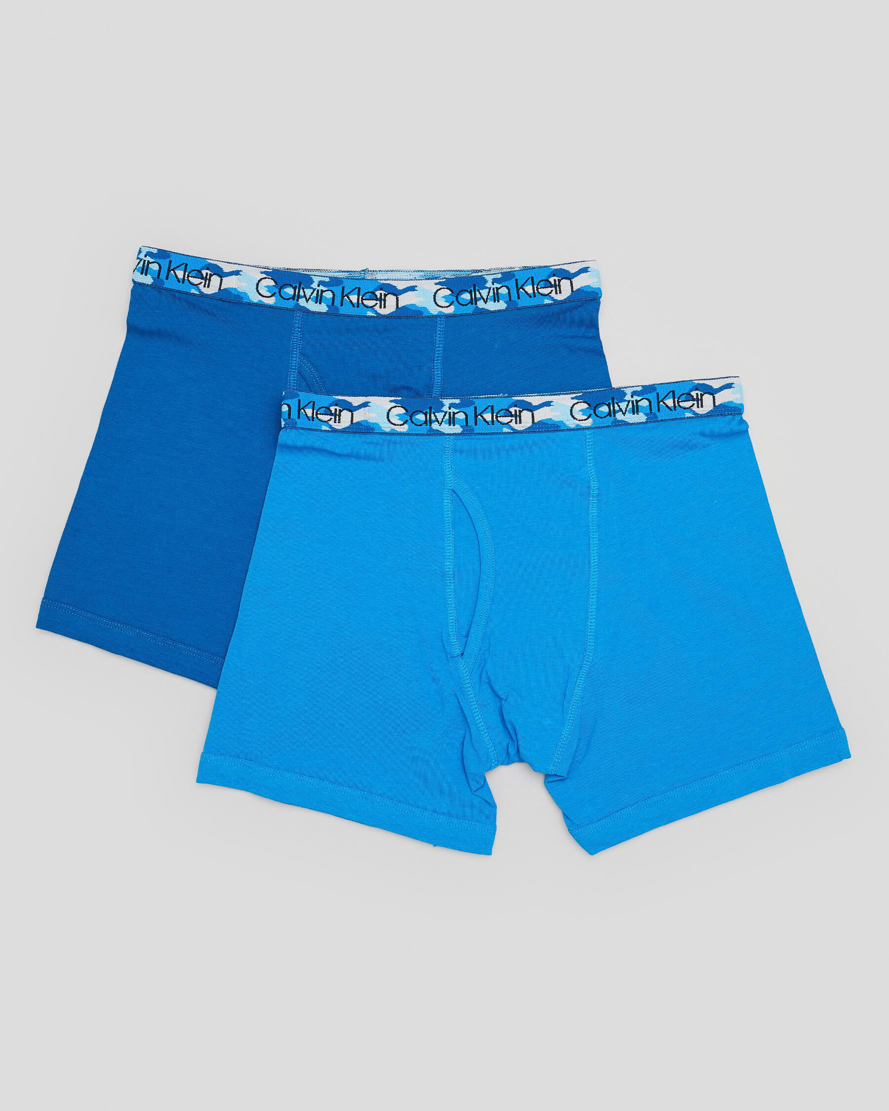 Shop Calvin Klein Boys' Boxer Briefs 2 Pack In Ocean/blue - Fast ...