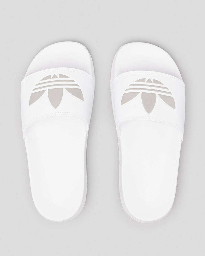 Shop adidas Adilette Lite Slide Sandals In White/silver - Fast Shipping ...