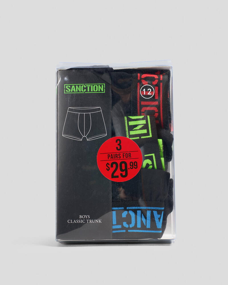 Sanction Boys' Monsters Fitted Boxer Shorts 3 Pack for Mens