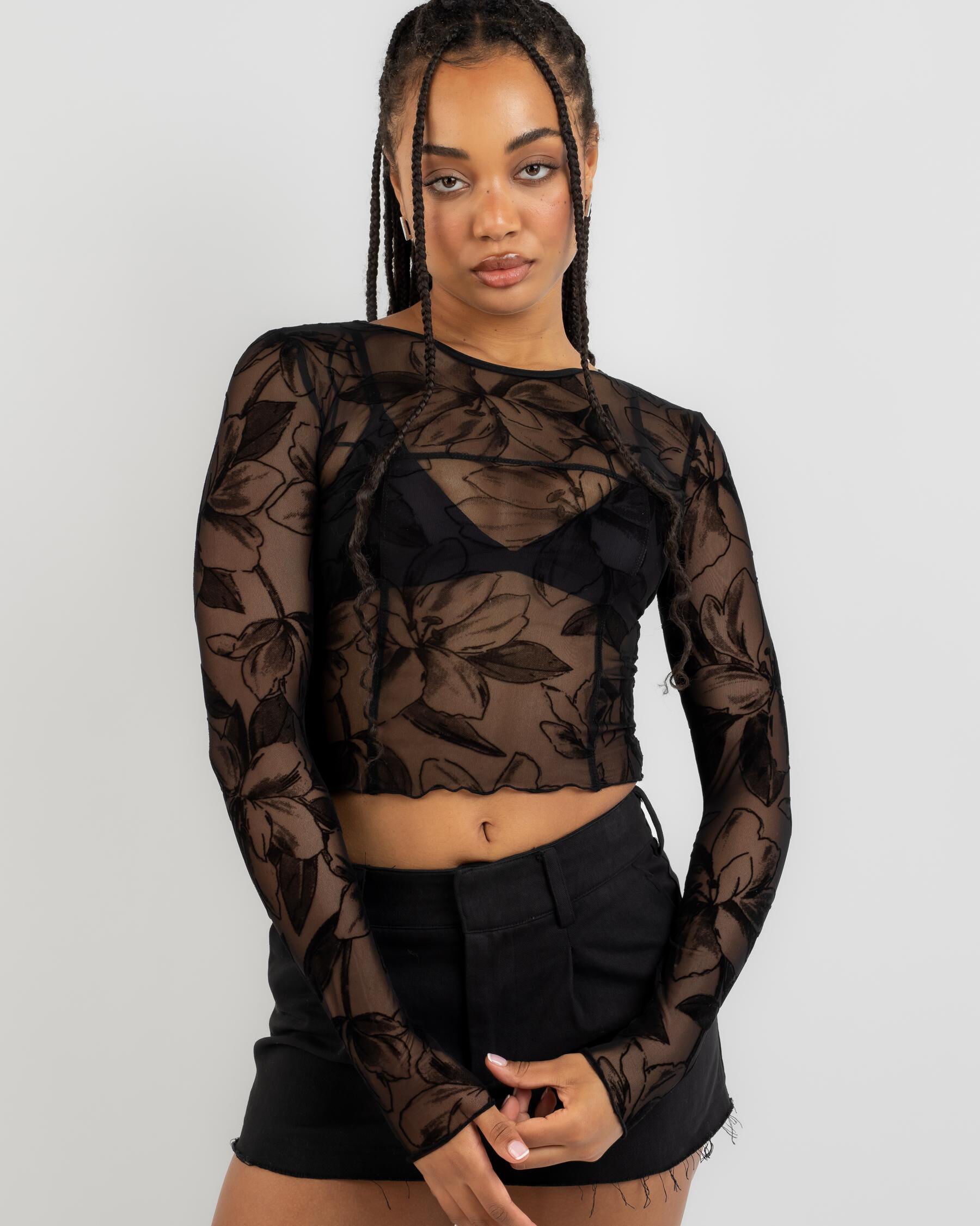 Long sleeve store mesh top australia