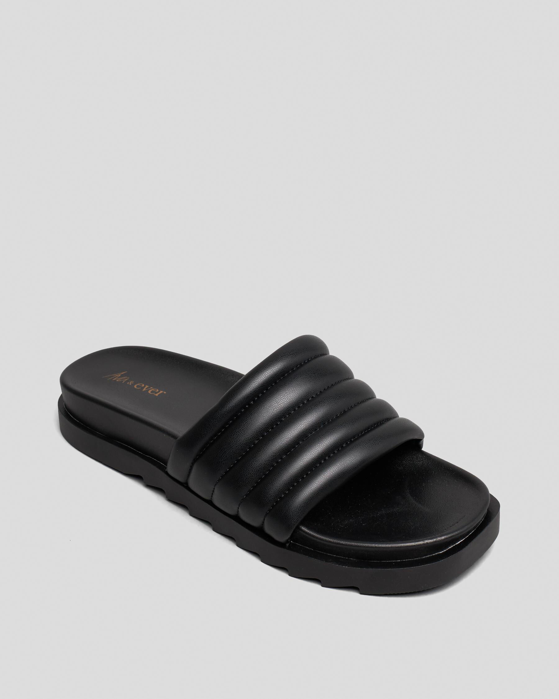 Ava And Ever Cairo Slide Sandals In Black FREE Shipping Easy