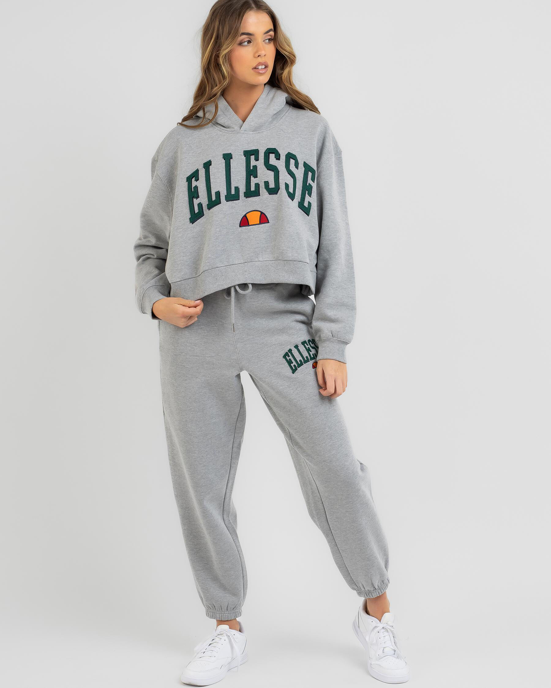 Ellesse tape crop outlet hoodie grey