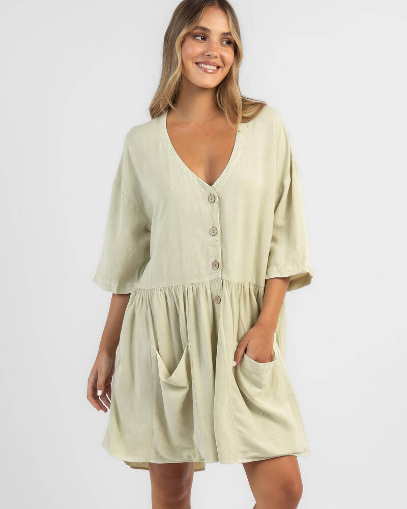 Shop Rip Curl Premium Linen Dress In Off White - Fast Shipping & Easy ...