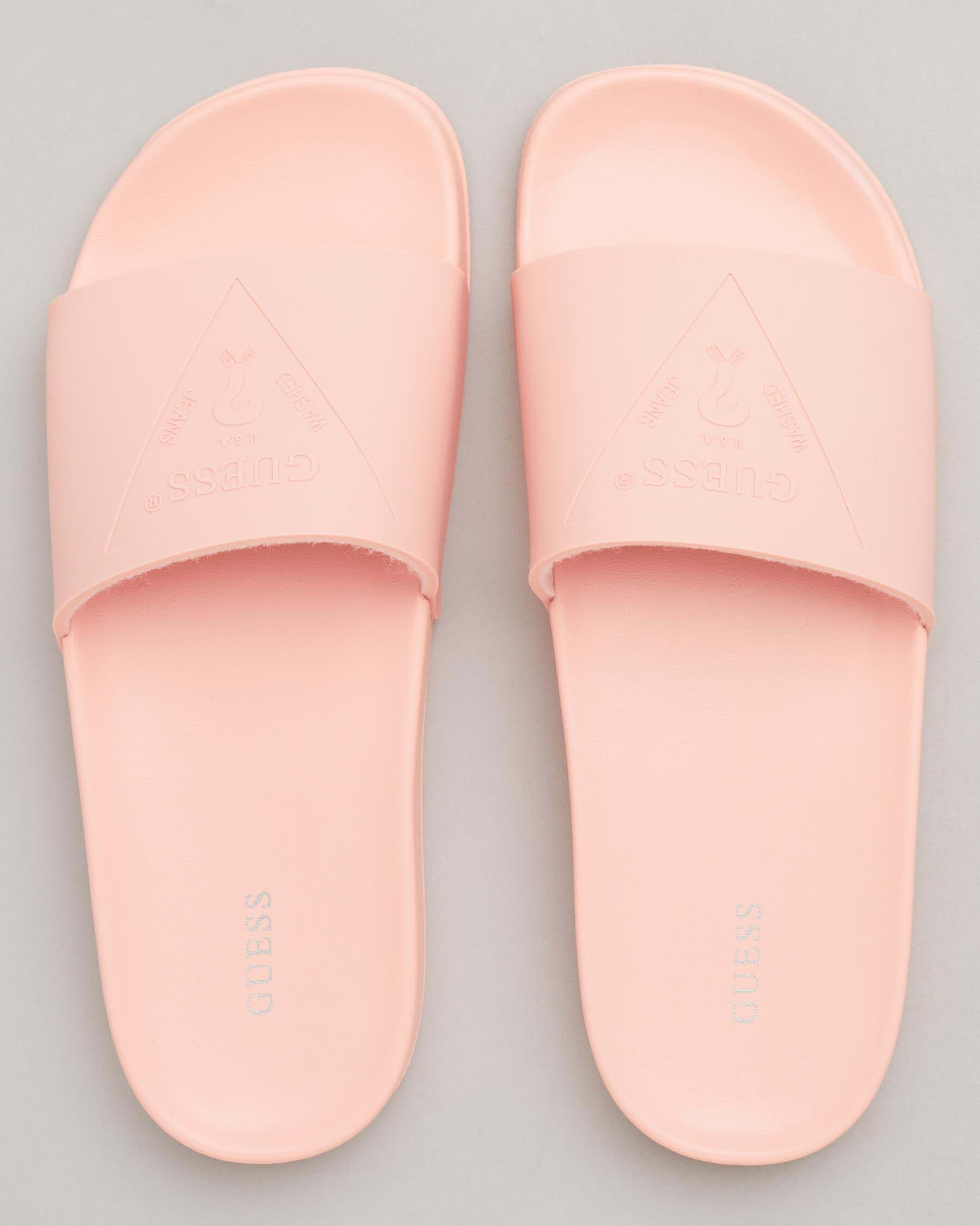 GUESS Jeans Sachi Slide Sandals In Light Pink Fast Shipping