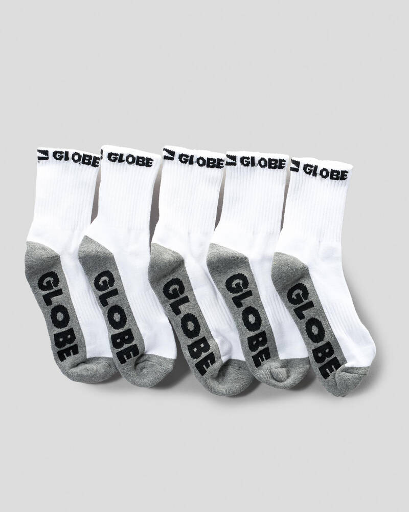 Globe Boys' Quarter Socks 5 Pack for Mens