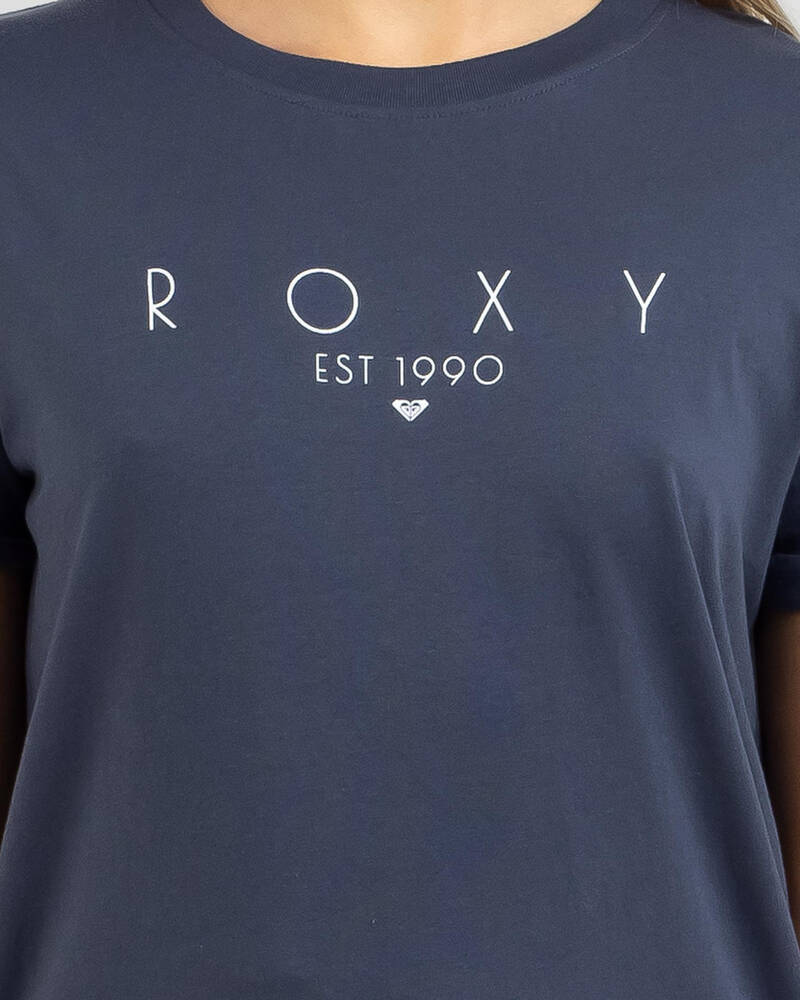 Shop Roxy Noon Ocean Word T-Shirt In Mood Indigo - Fast Shipping & Easy ...