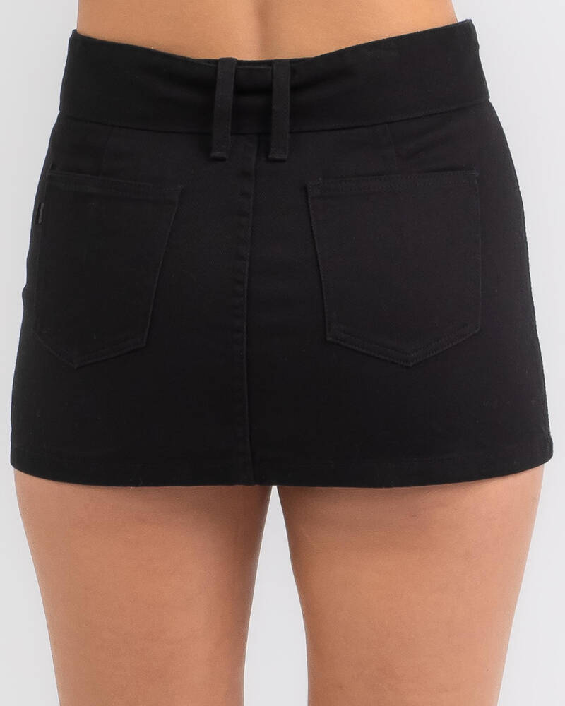 DESU Low Rise Buckle Mini Skirt In Black - Fast Shipping & Easy Returns ...